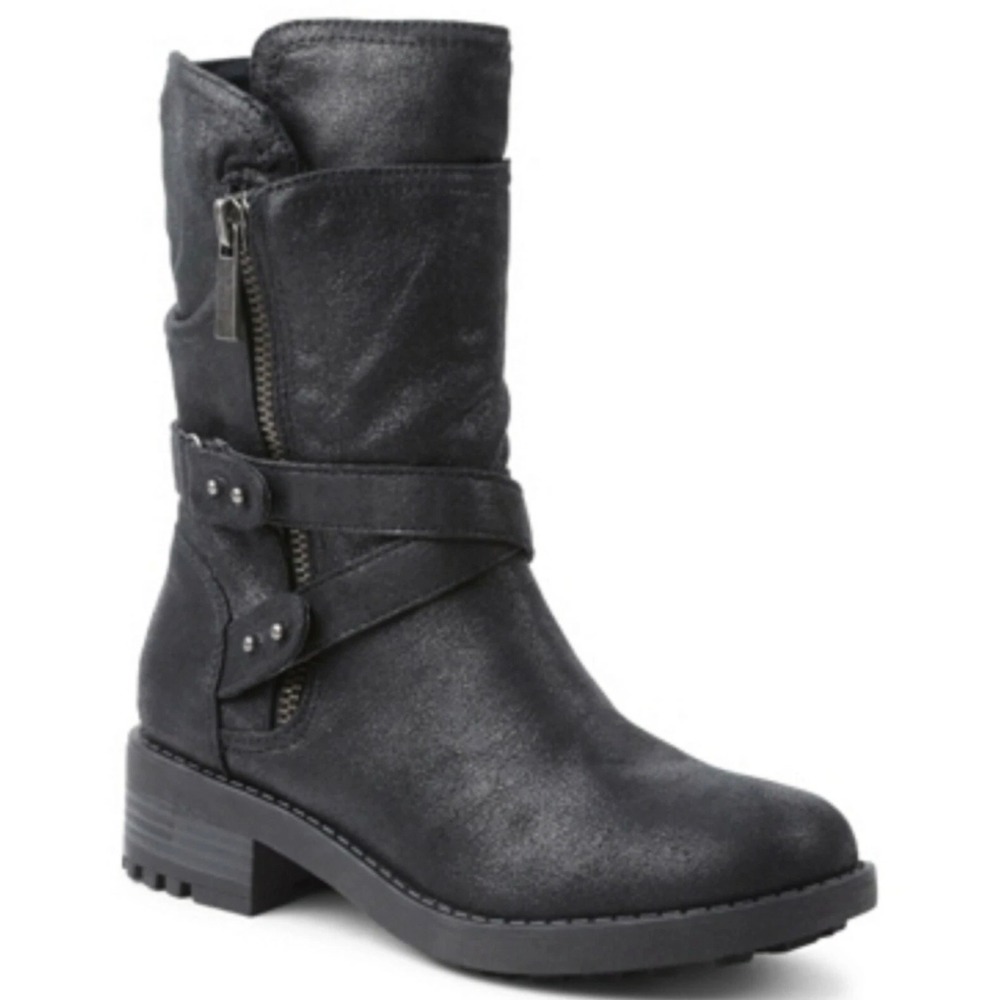 Kensie Draven Women's Leather Biker Boots Black Size 9 Burning Man Playa Ready!